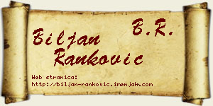 Biljan Ranković vizit kartica